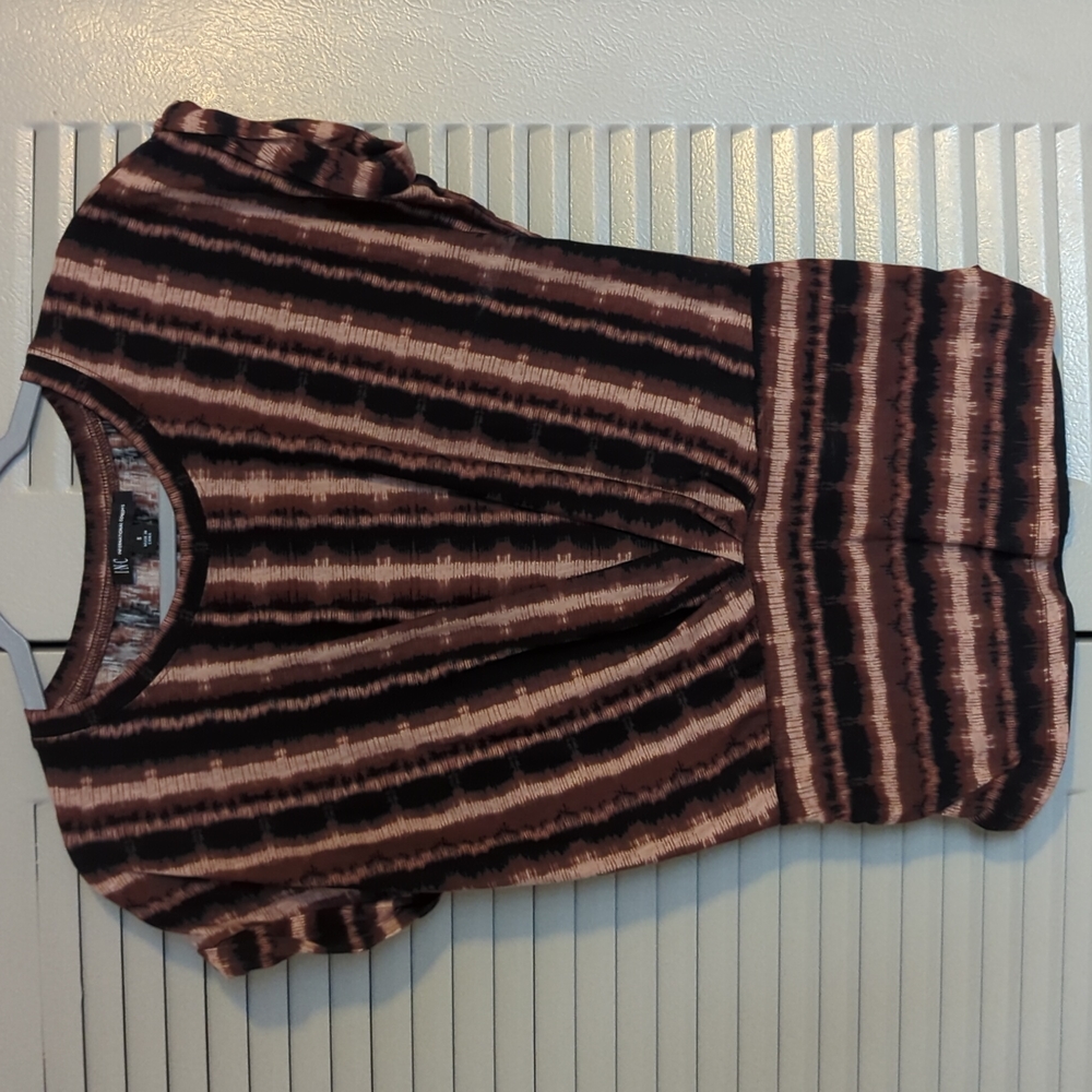 Black, Brown, and Cream Short-Sleeved Top